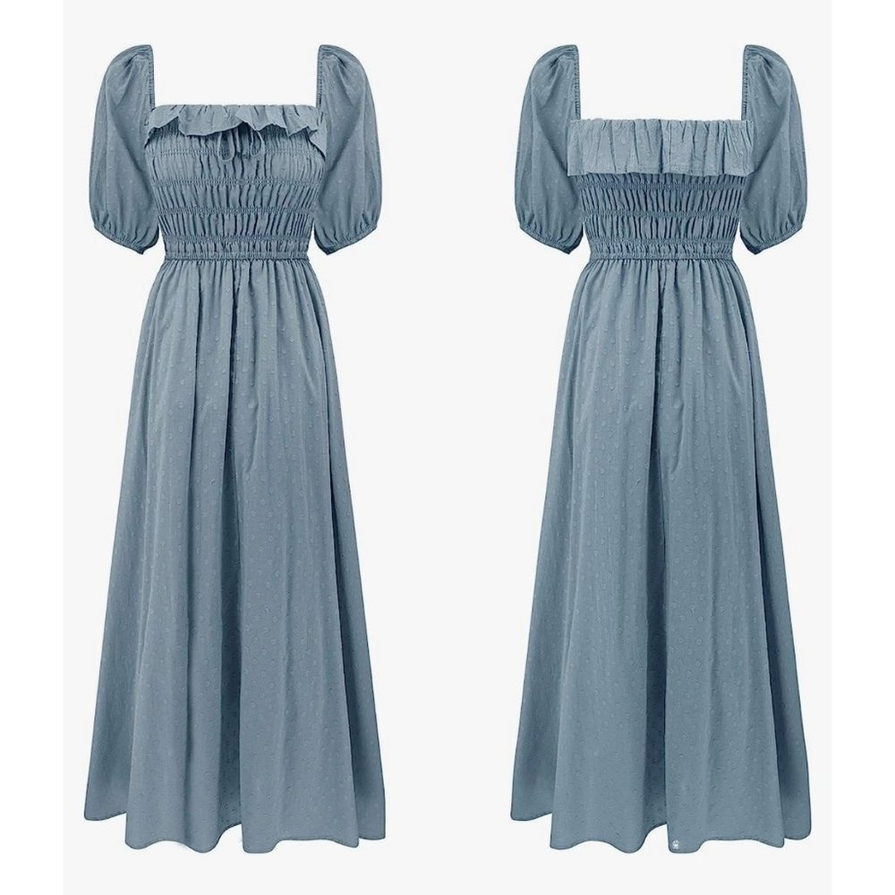 smoky blue a-line cottagecore dress NWT